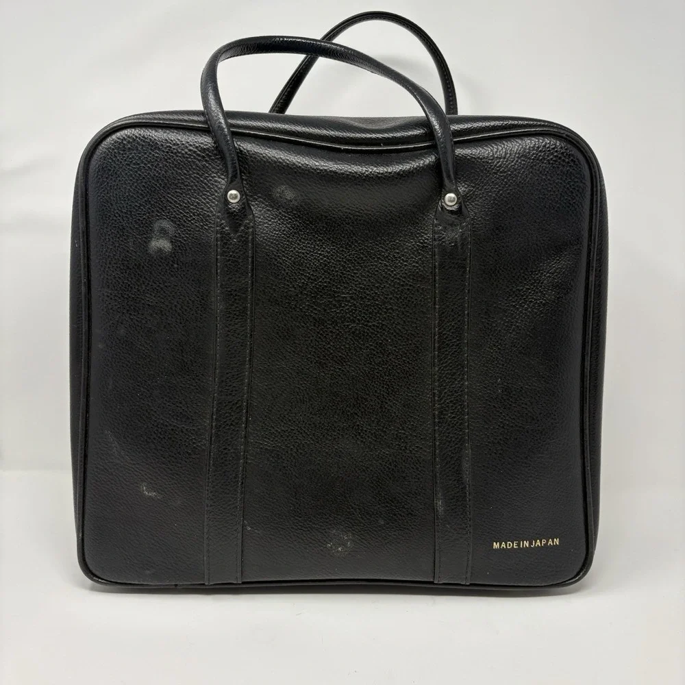 VTG Sony Travel Case Maruem Japan Briefcase Black Leather Nerdy AV Club Academia